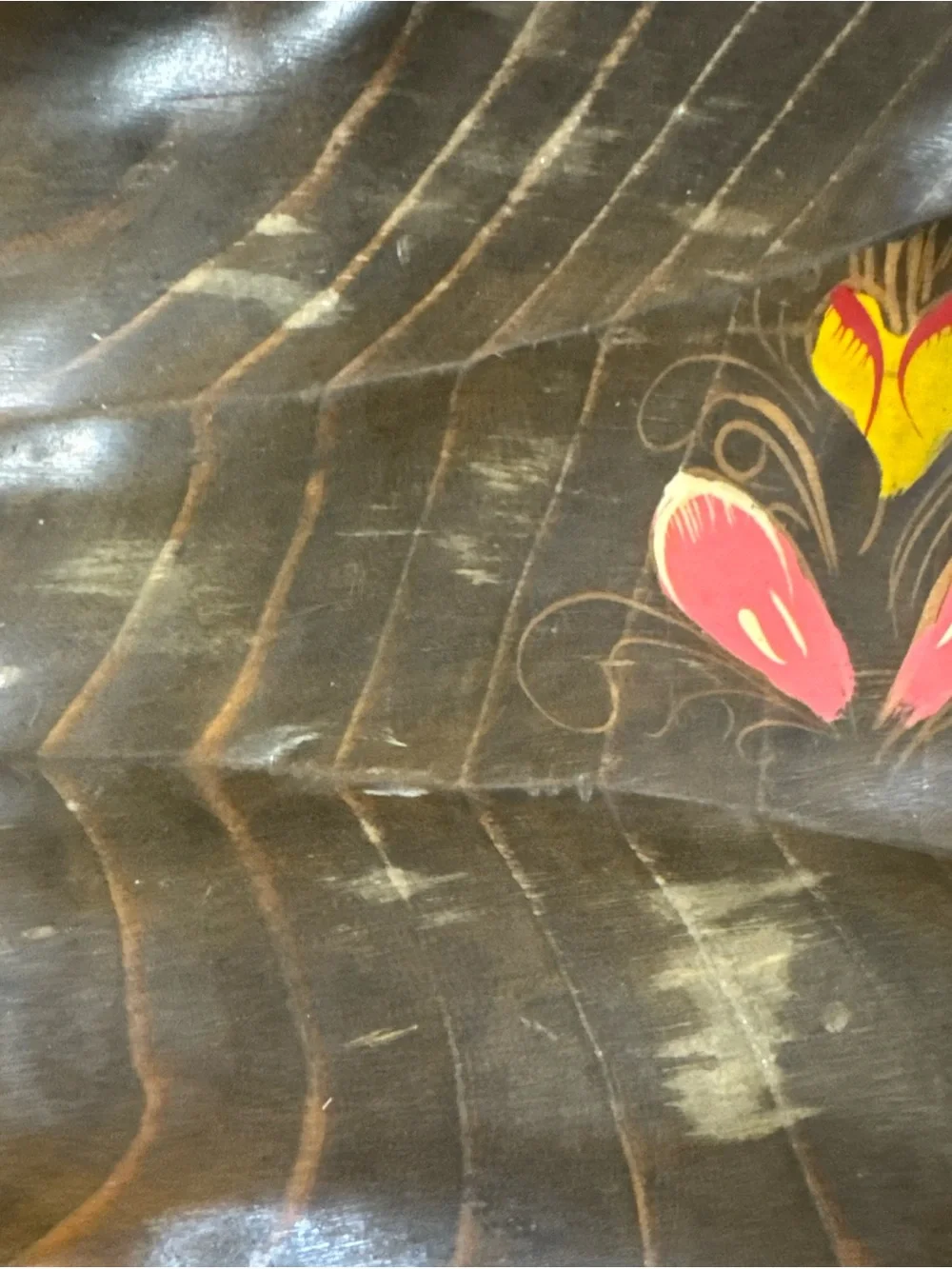Hand-Painted Floral Decorative Bowl - Black